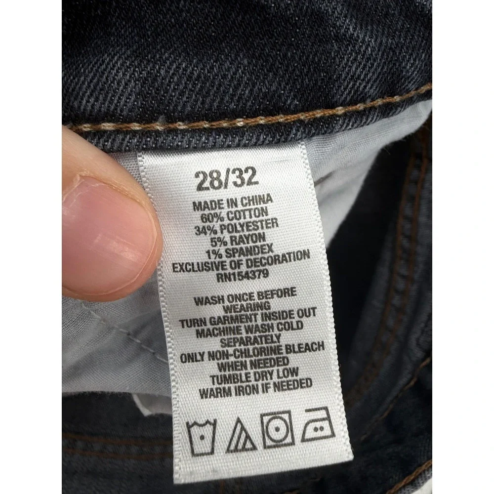 Aeropostale Mens Jeans Slim Straight Faded Black Stretch Denim 28x32